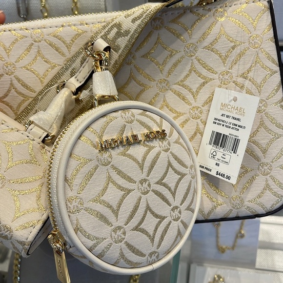 MICHAEL KORS Jet Set Travel Small Logo Jacquard Crossbody With Tech Attach NWT - Picture 15 of 16